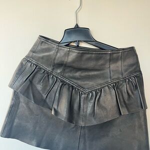 All Saints Dark Leather Mini Skirt
